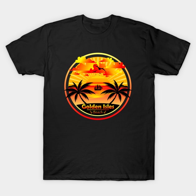 Golden Isles Beach, Palm Trees Sunset, Georgia Summer T-Shirt by Jahmar Anderson